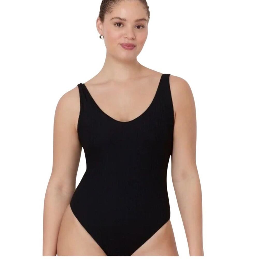 NWOT Sample Andie Women's Ibiza Black Ribbed One Piece Swimsuit 2XL Plus 2804